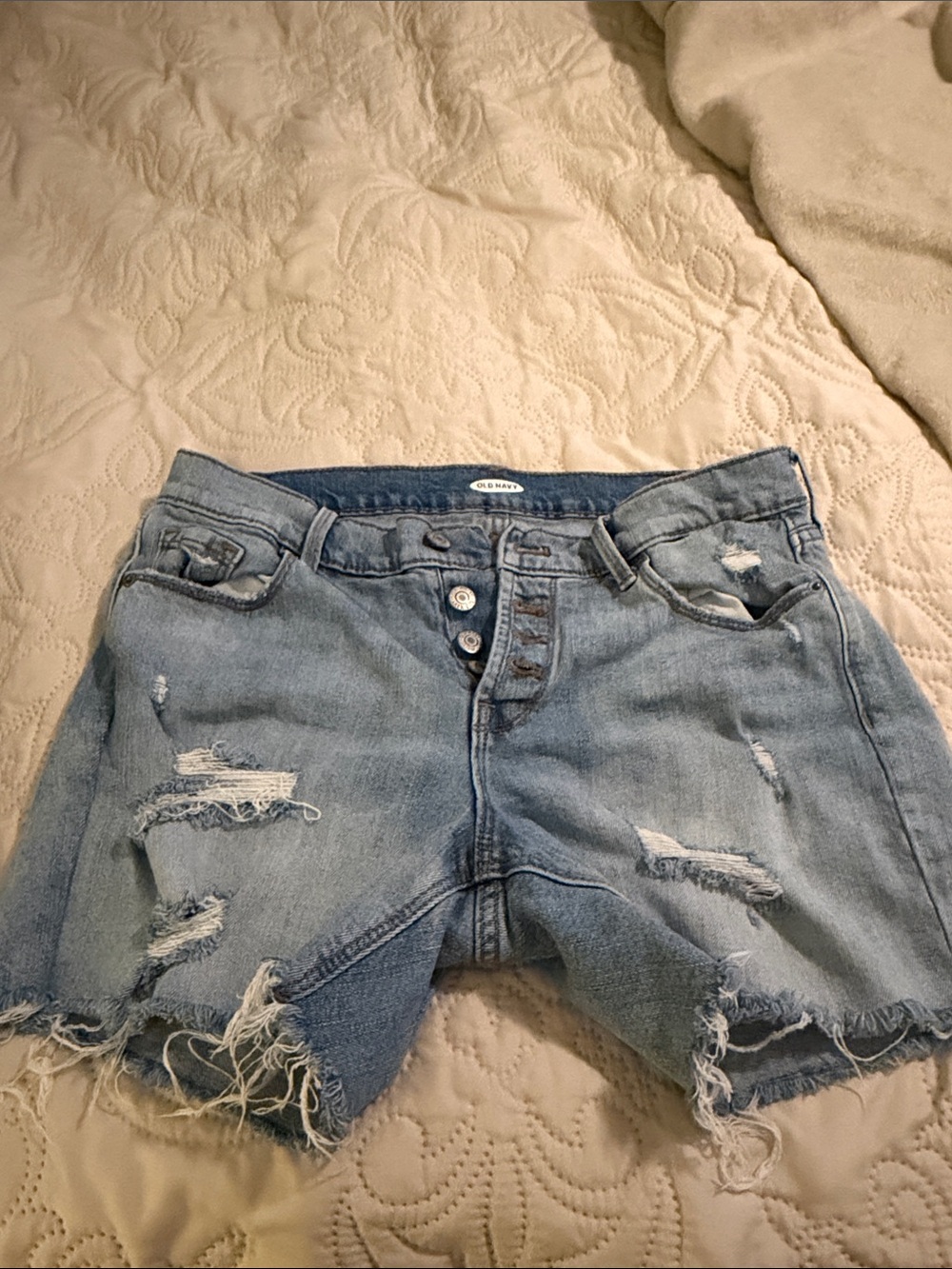 Old Navy Light Blue Distressed Denim Cutoff Shorts